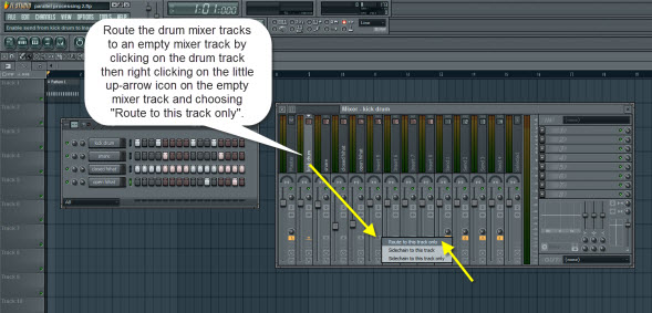 Routing The Drum Mixer Tracks To An Empty Mixer Track Routing The Drum Mixer Tracks To An Empty Mixer Track