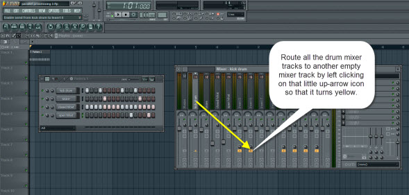 Routing The Drum Mixer Tracks To Another Empty Mixer Track Routing The Drum Mixer Tracks To Another Empty Mixer Track
